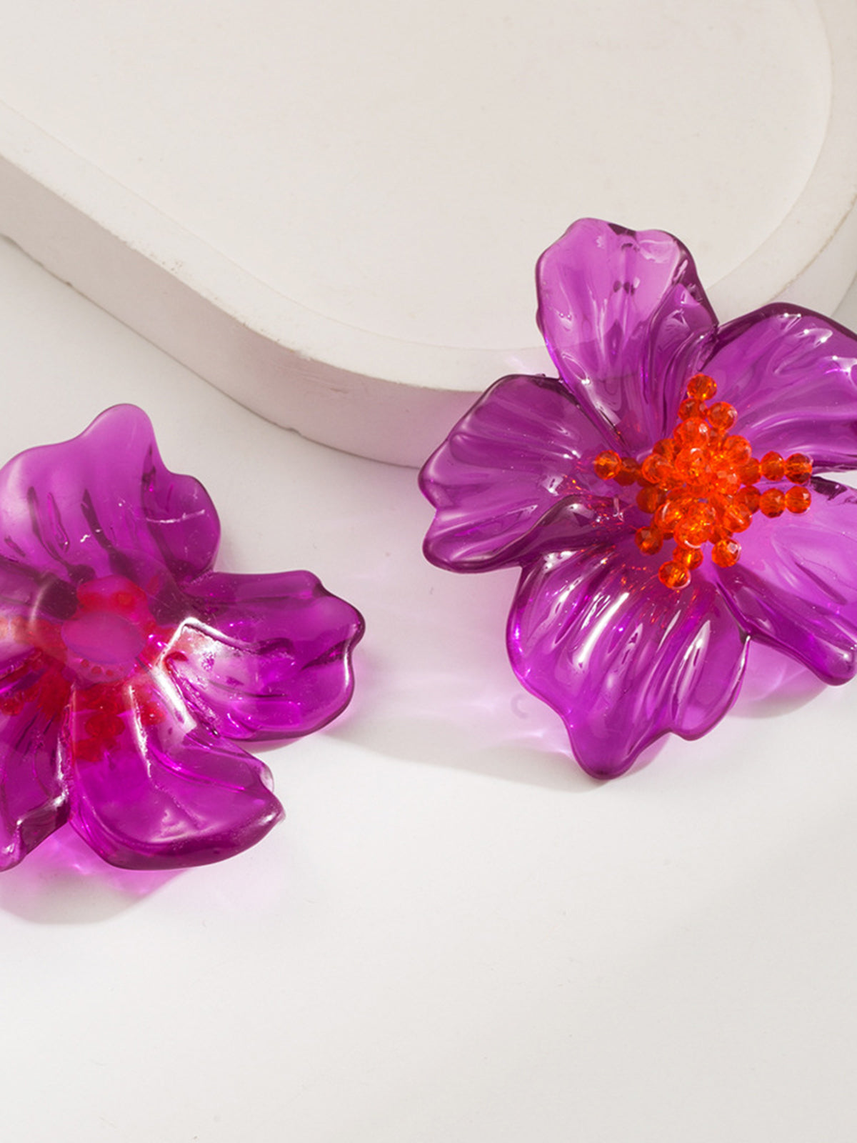 Flower-Shaped Resin Earrings