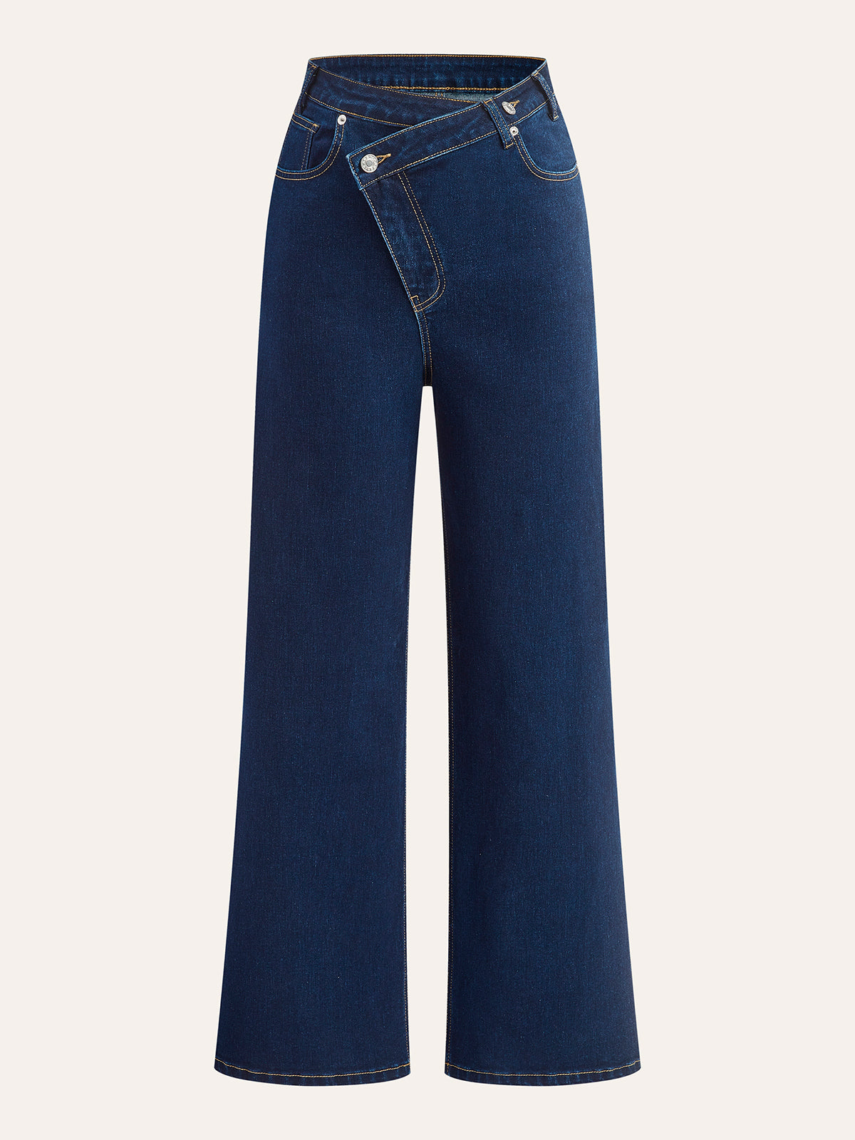 Asymmetric Waist Wide-Leg Jeans