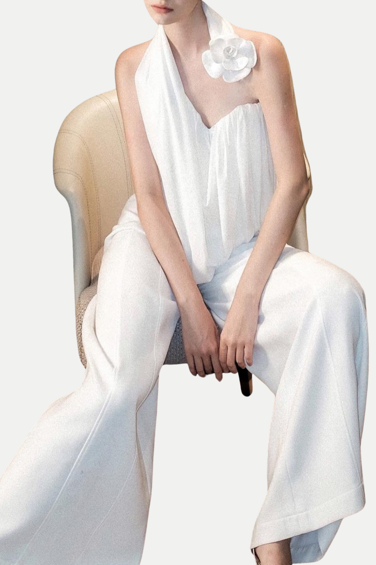 Balene Flower Asymmetric Ruched Top