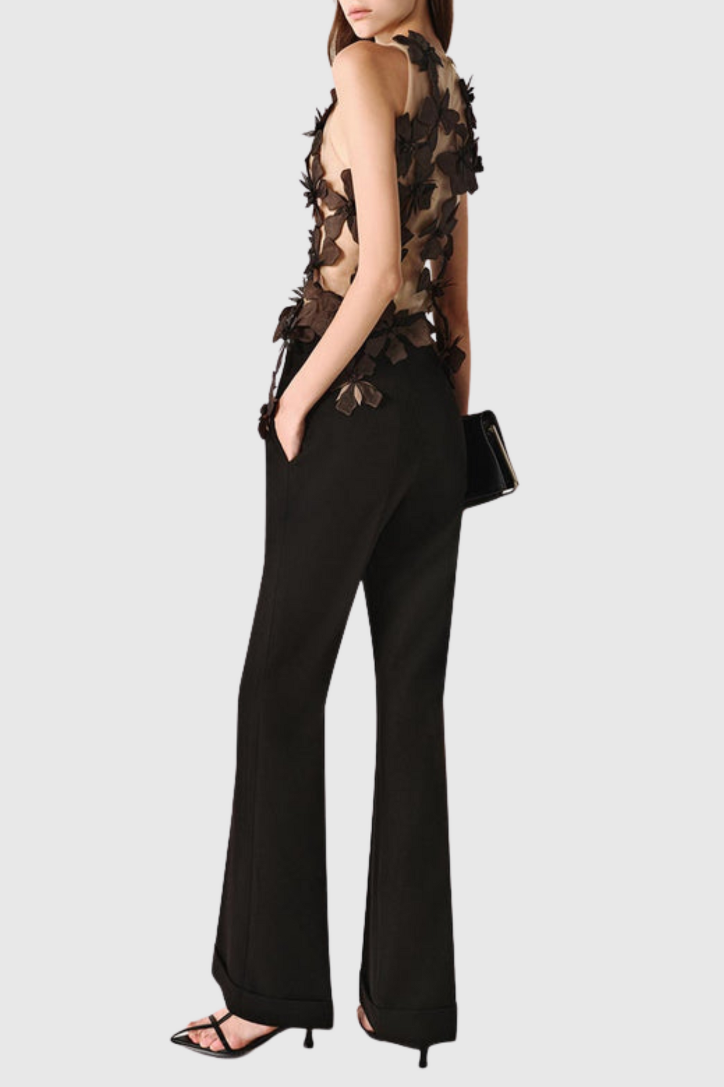 Boafo Floral Appliqué Mesh Top