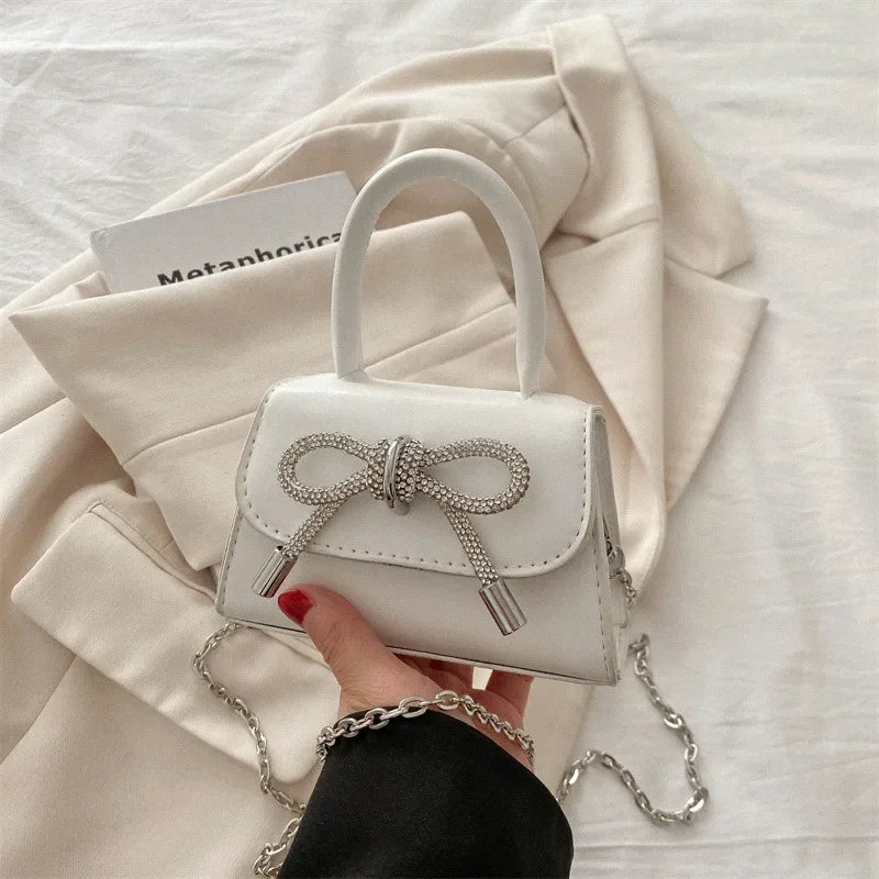 Bow Design Solid Color Mini PU Crossbody