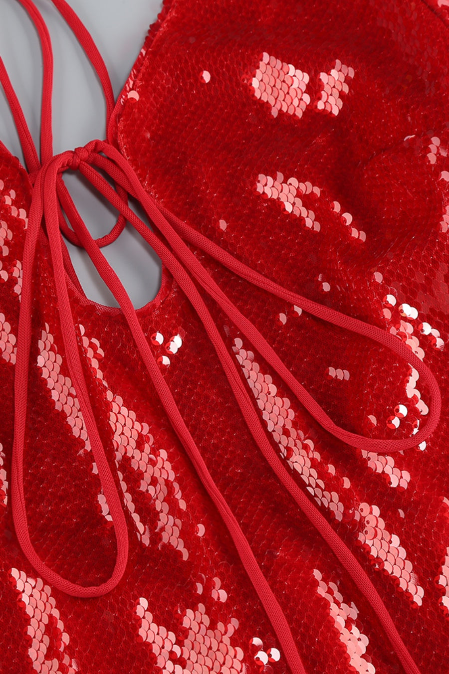 Brianna Sequin Midi Dress - Red