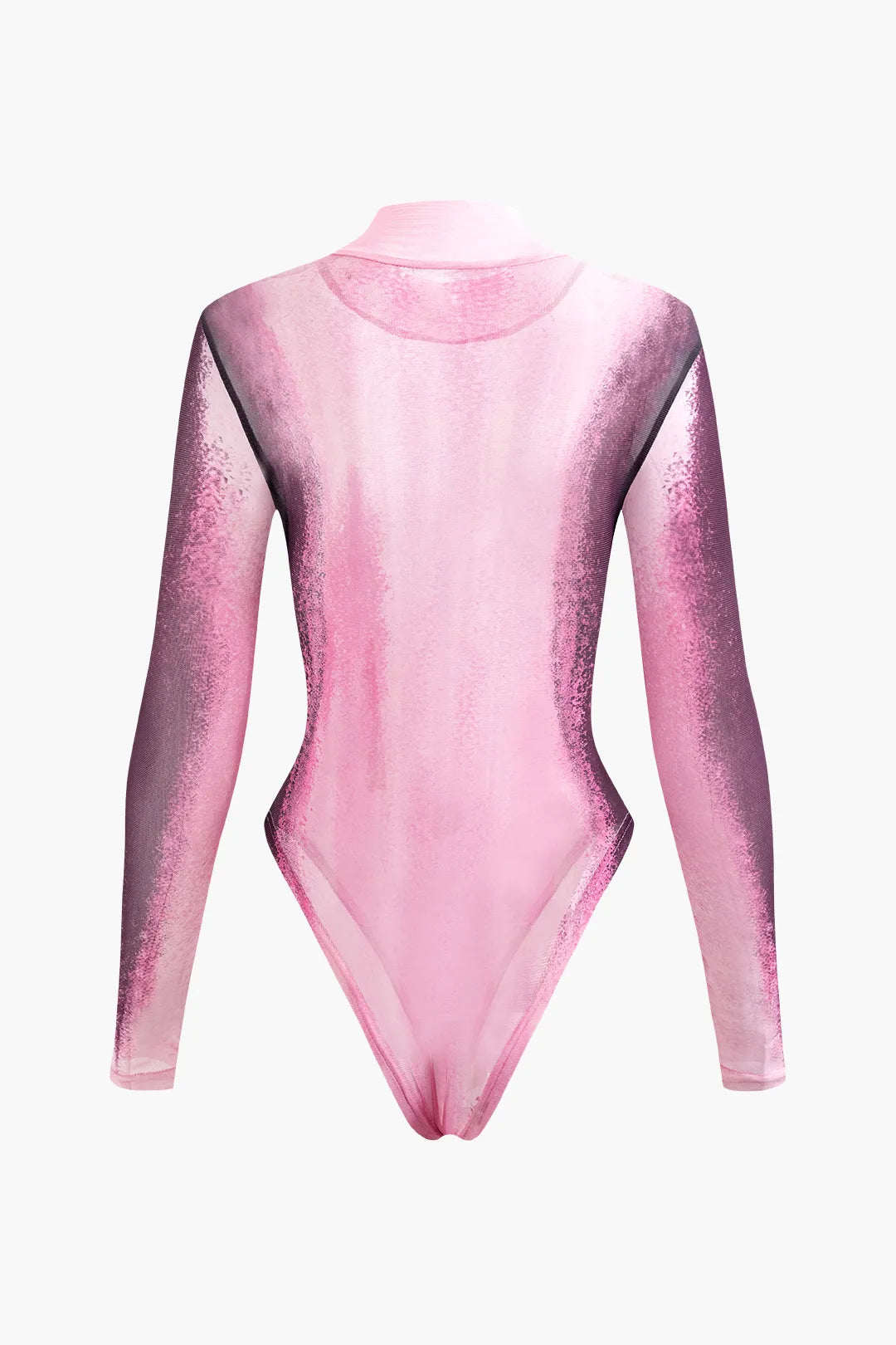 Brice Pink Body Printed Long Sleeve Mesh Bodysuit