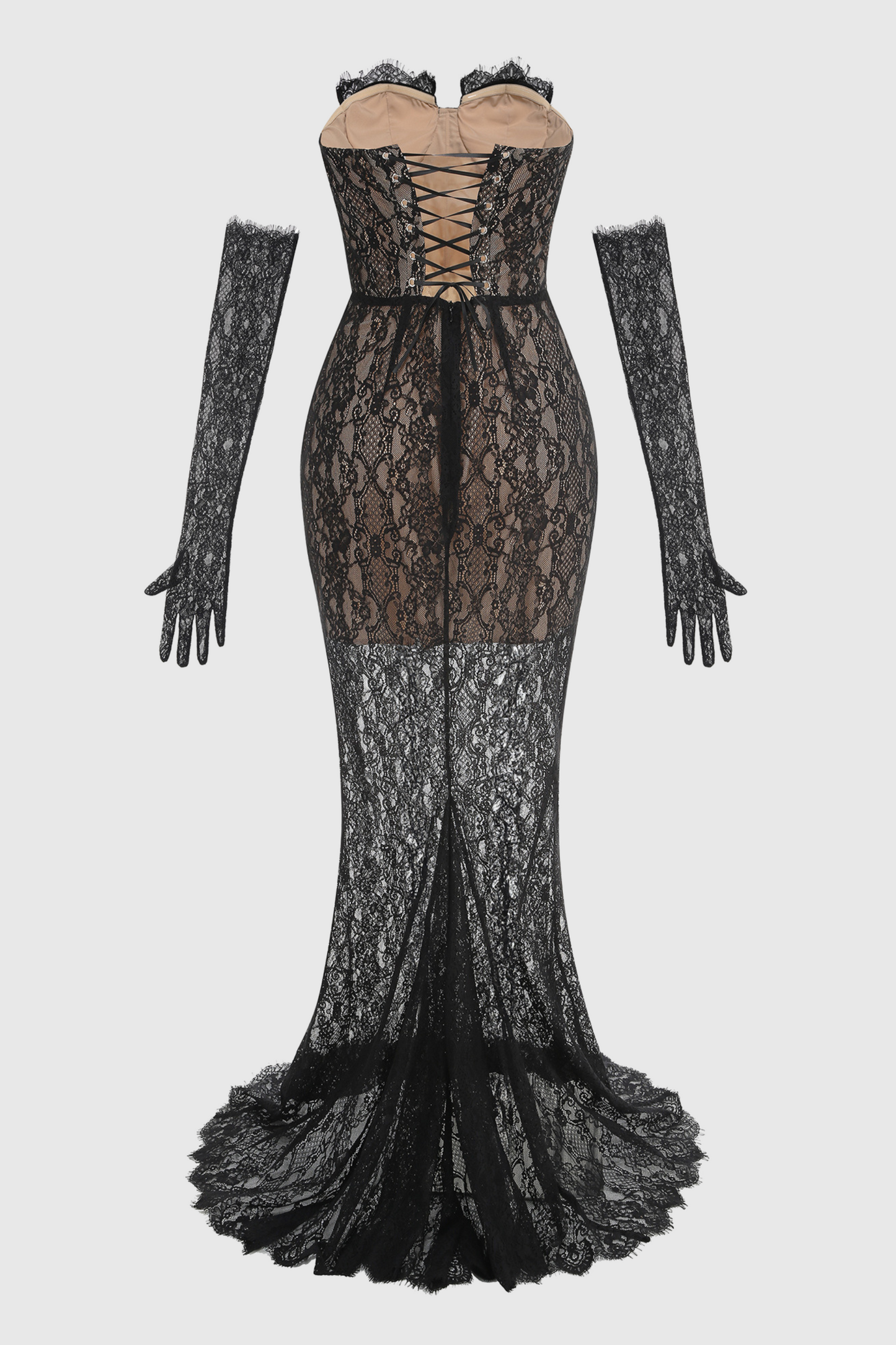 Burlita Strapless Lace Maxi Dress