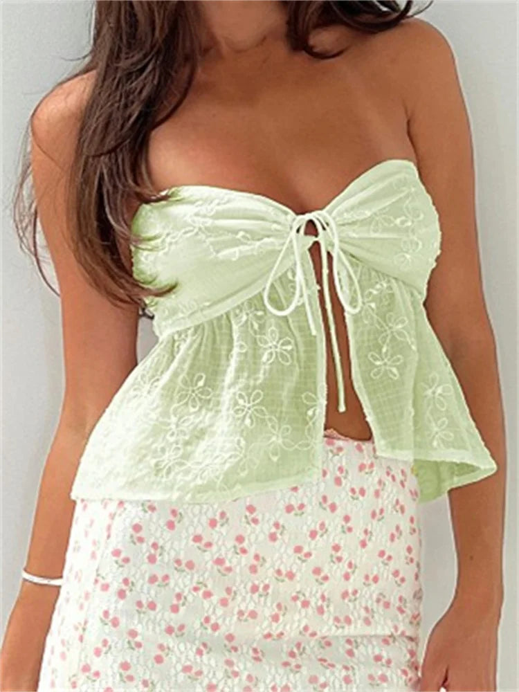 Lace Flower Patchwork Fairy Aesthetic Crop Top