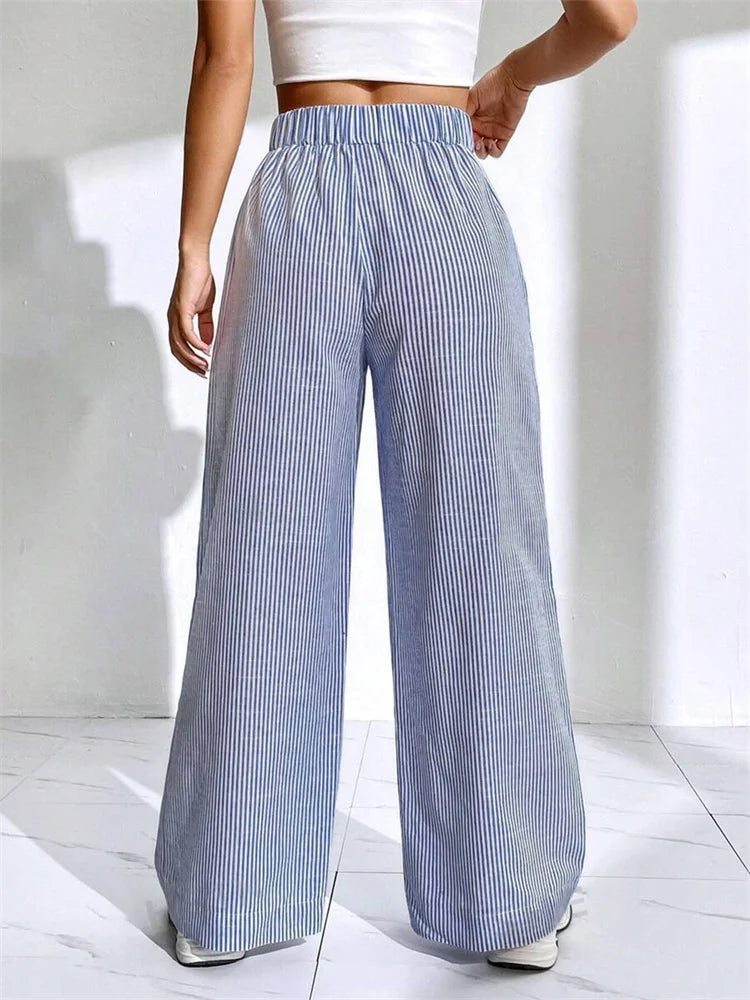 Loose High Waist Striped Lounge Streetwear Pant