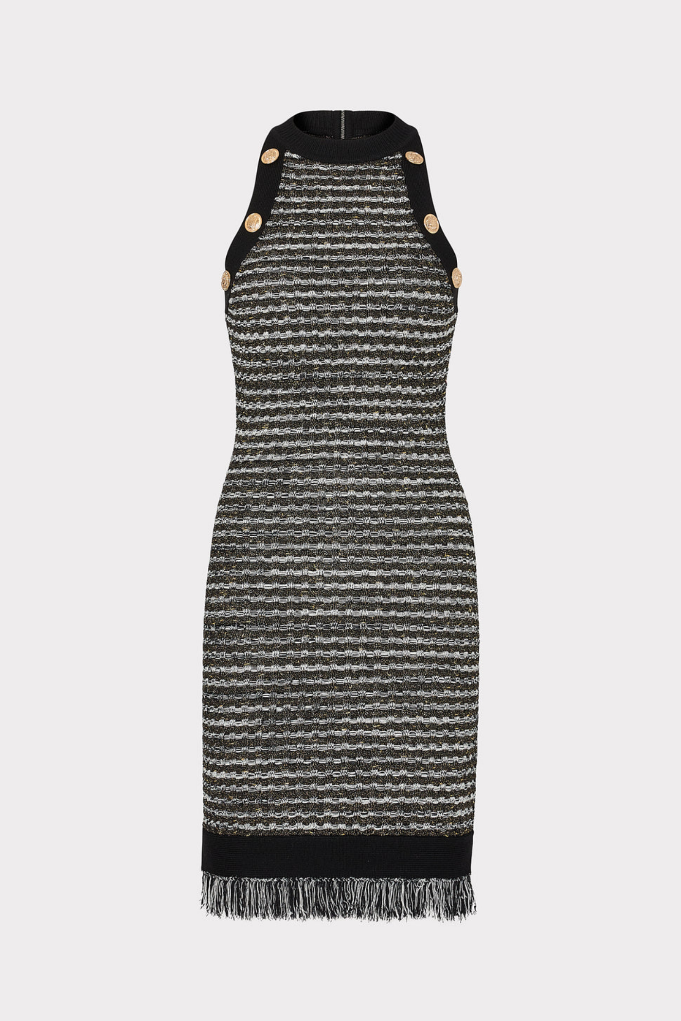 Cailean Fringe Tweed Sleeveless Mini Dress