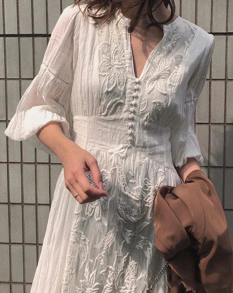 Long Sleeve Oversized Floral Ethnic Boho Dress