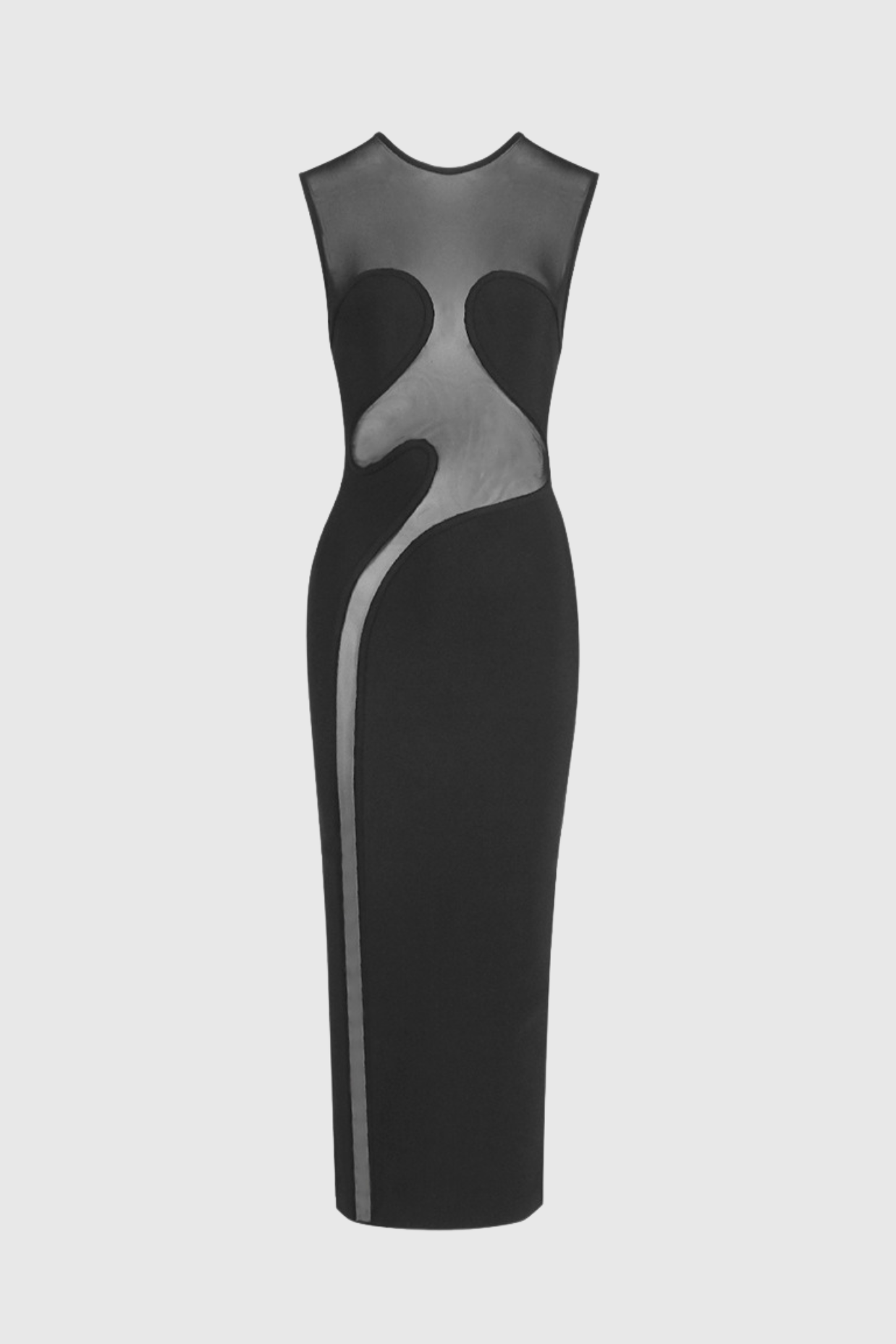 Carmina Mesh Paneled Maxi Bandage Dress - Black