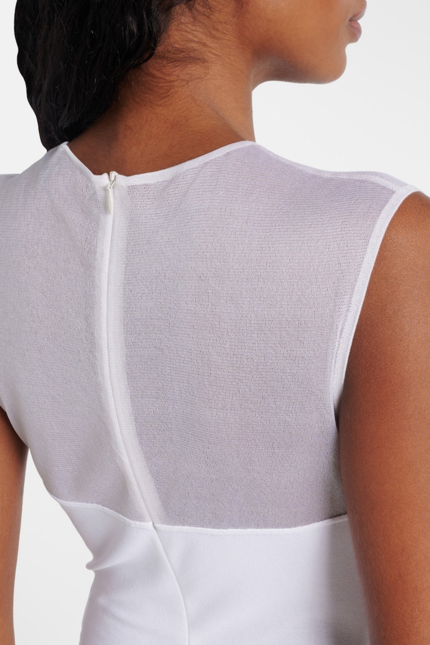 Carmina Mesh Paneled Maxi Bandage Dress - White