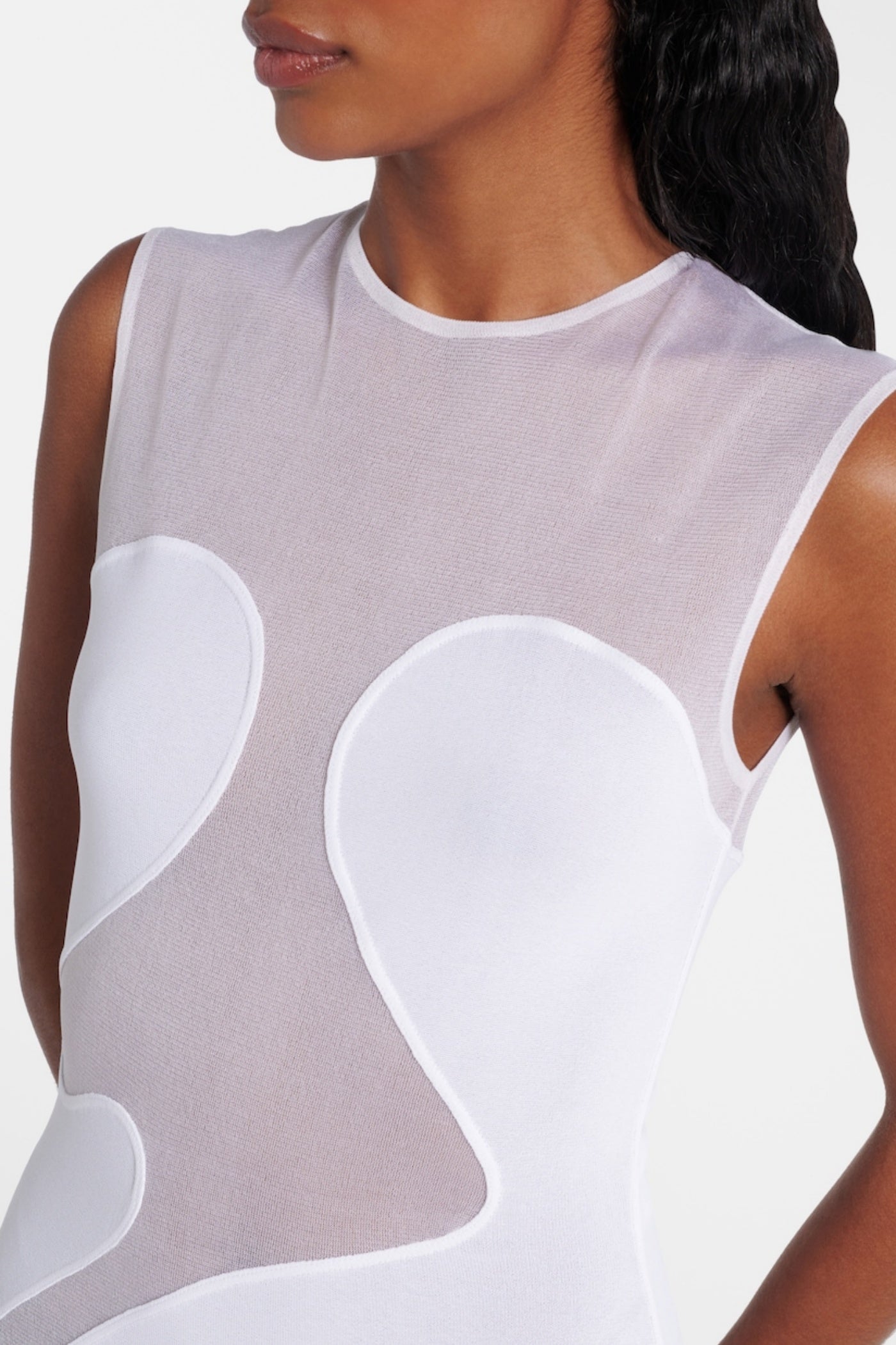 Carmina Mesh Paneled Maxi Bandage Dress - White