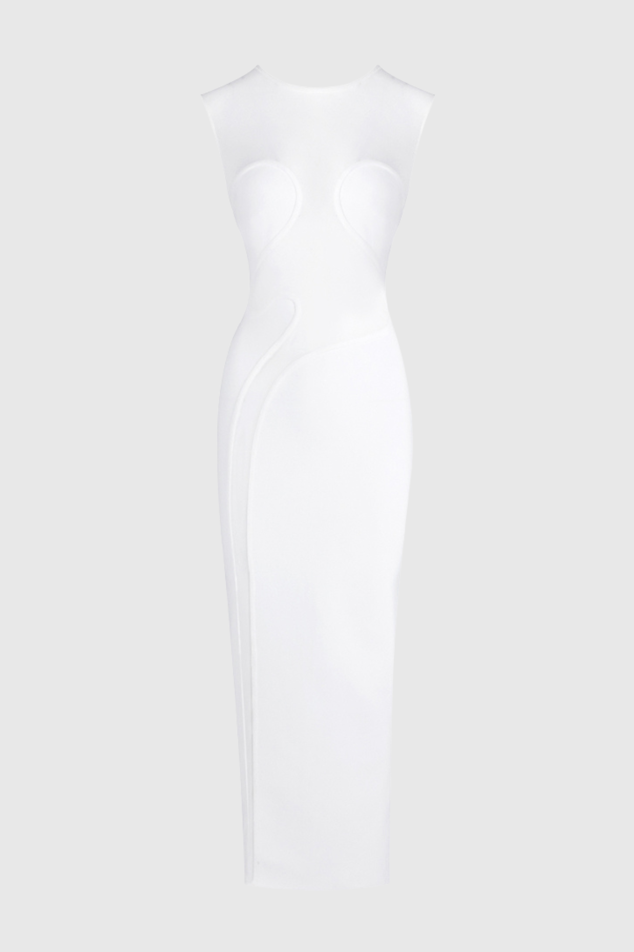 Carmina Mesh Paneled Maxi Bandage Dress - White