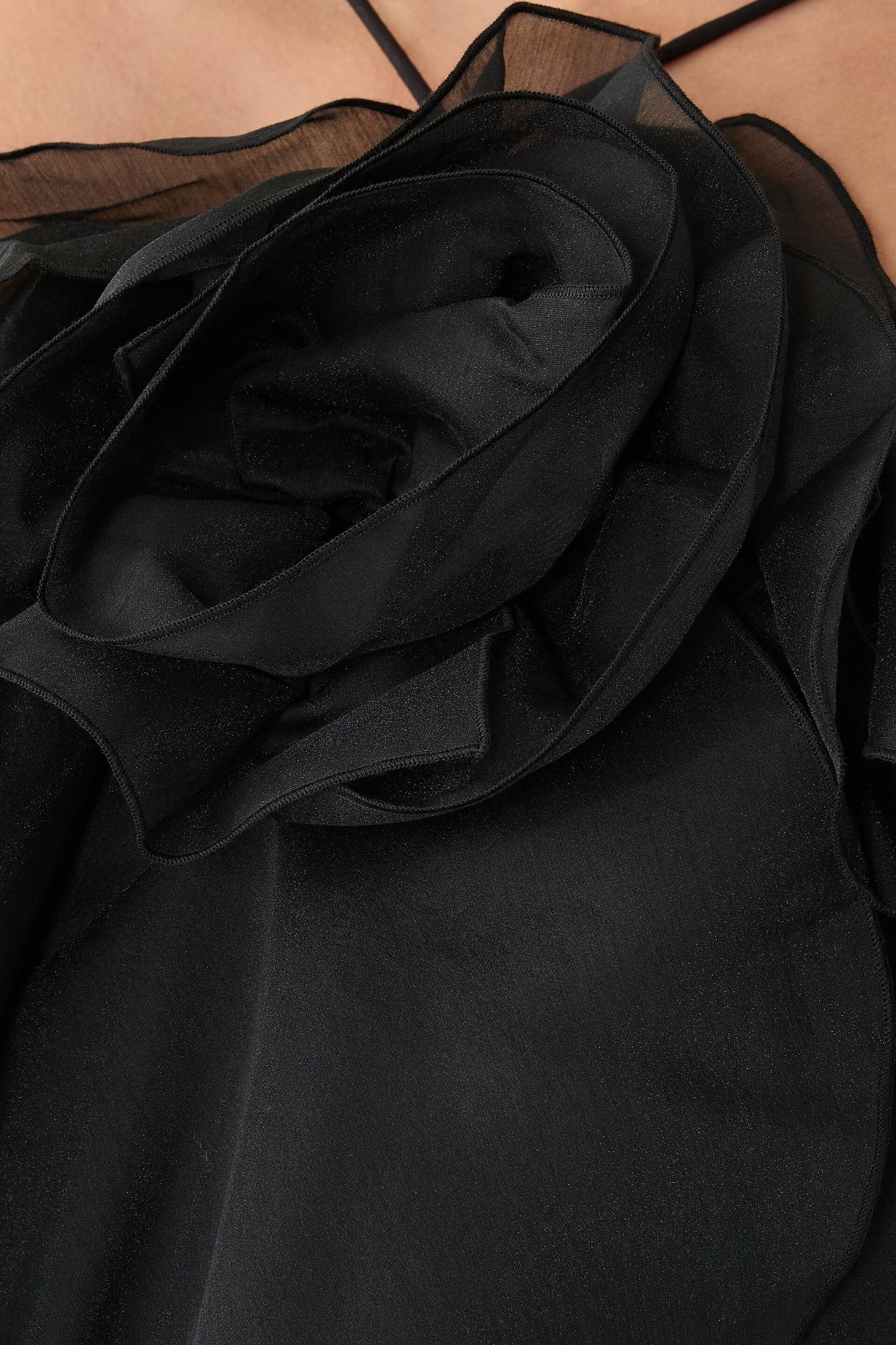 Caysie Halter Floral Ruffle Layered Maxi Dress - Black