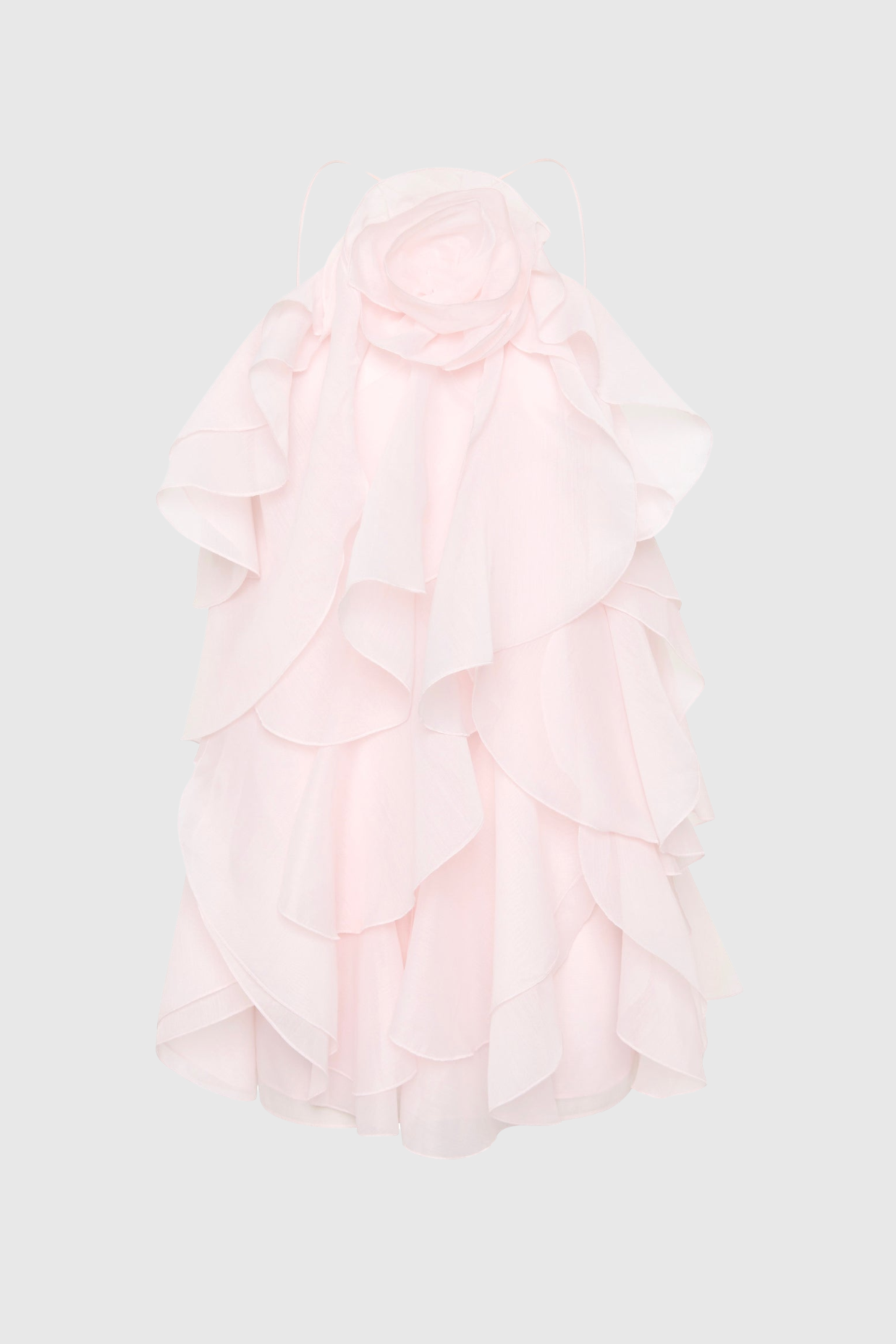 Caysie Halter Floral Ruffle Layered Mini Dress - Pink