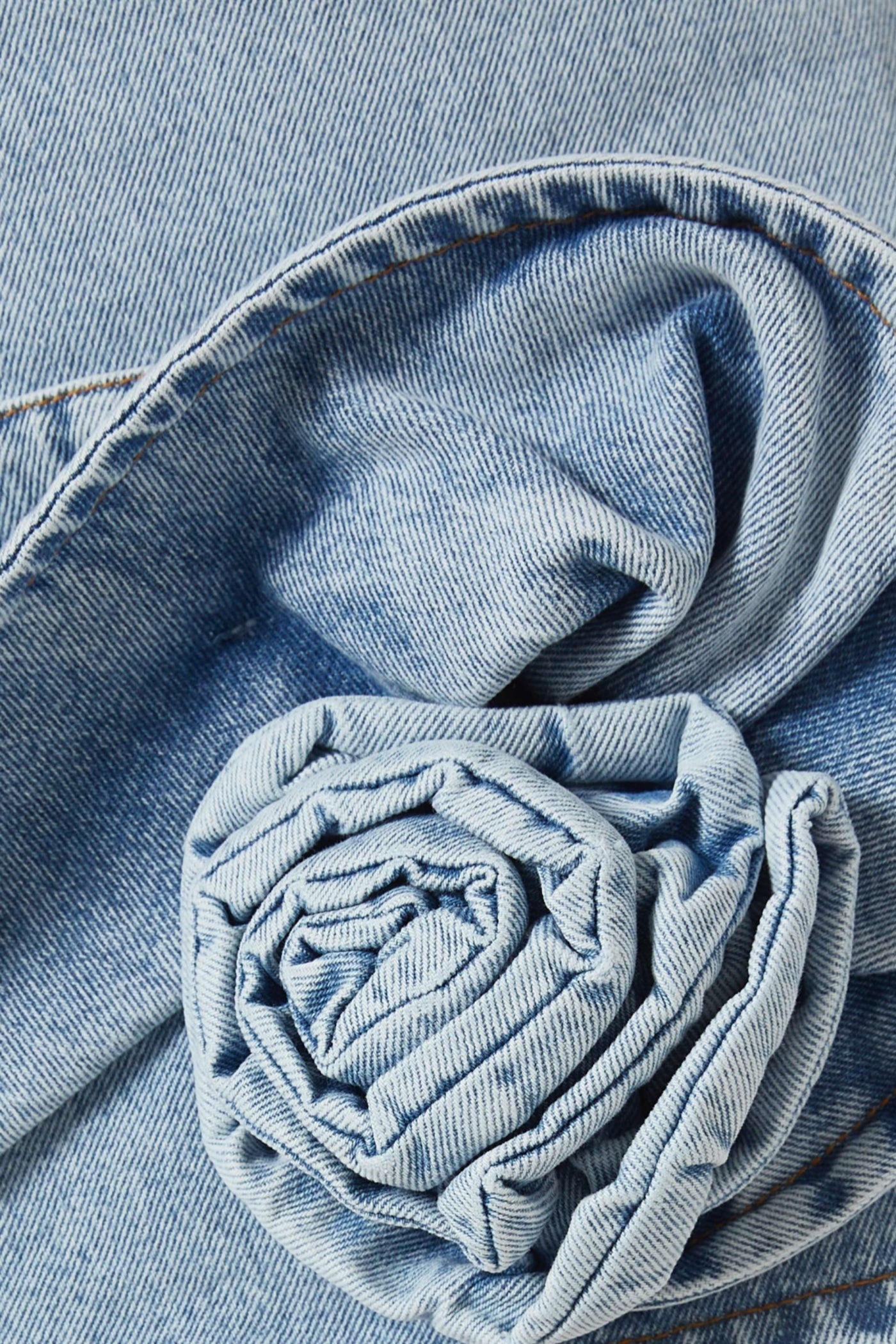 Christell Floral Appliqué Halter Denim Mini Dress