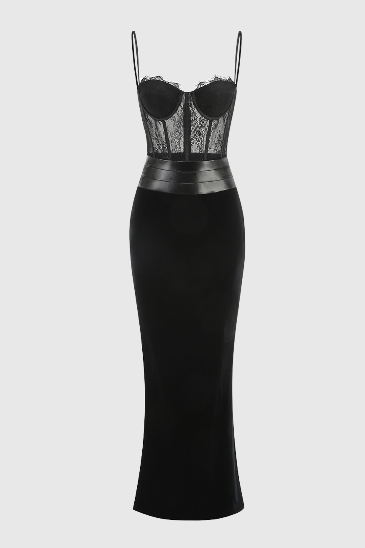 Christena Lace Corset Velvet Maxi Dress