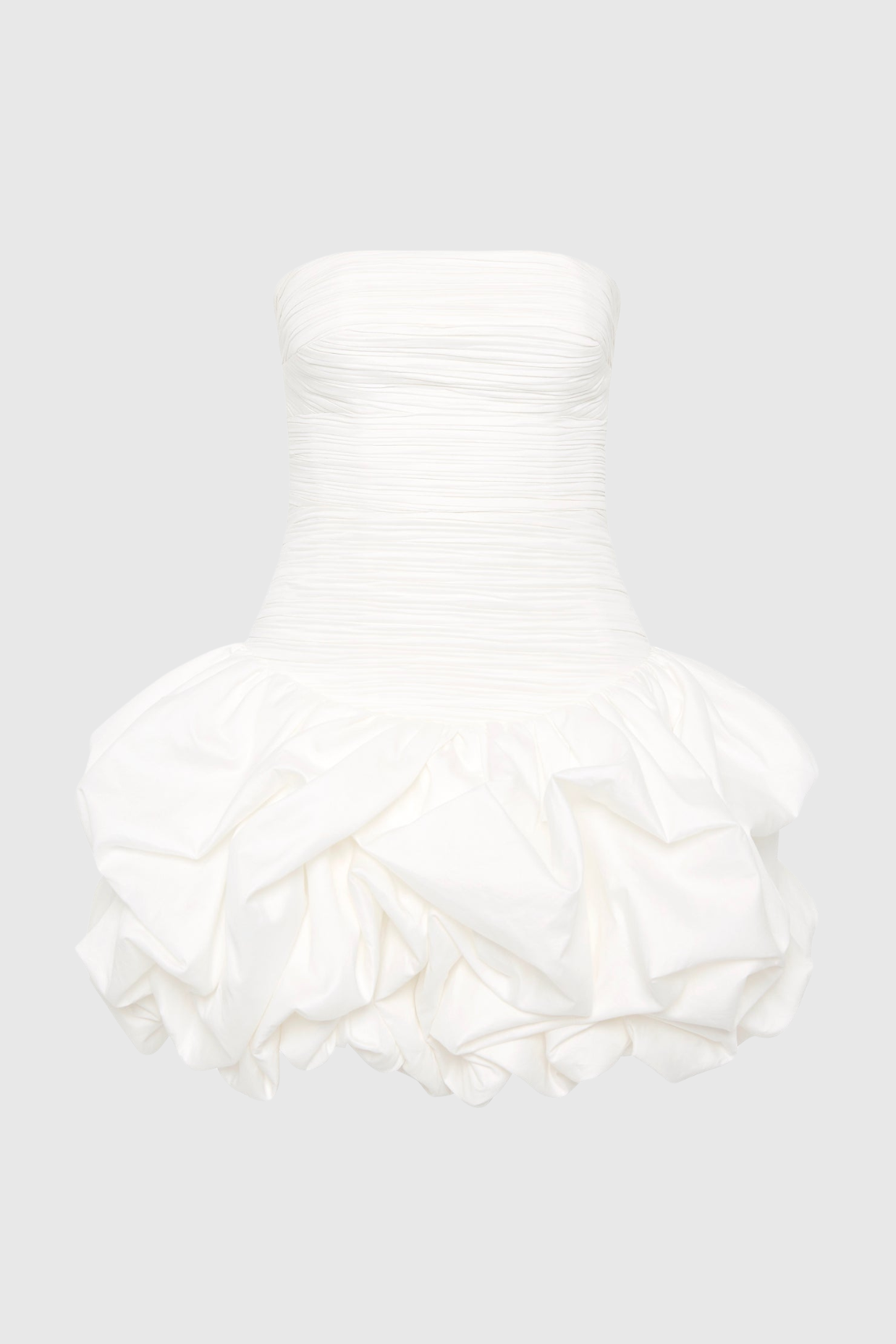 Coleka Floral Print Strapless Ruched Mini Dress - White