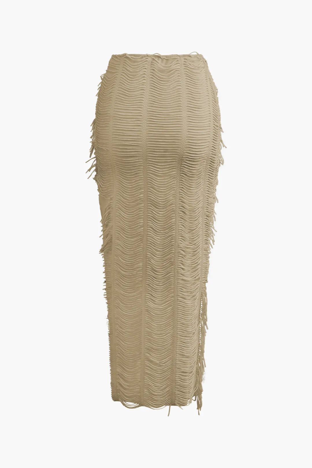 Conica Brown V-neck Cap Sleeve Crop Top And Slit Maxi Skirt Set