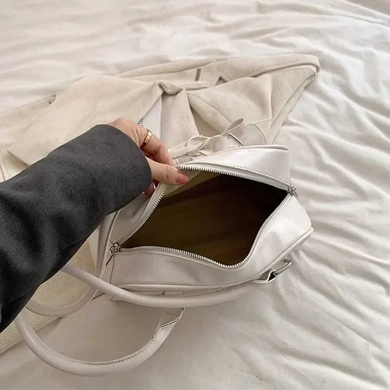 PU Leather Bow Shoulder Handbag