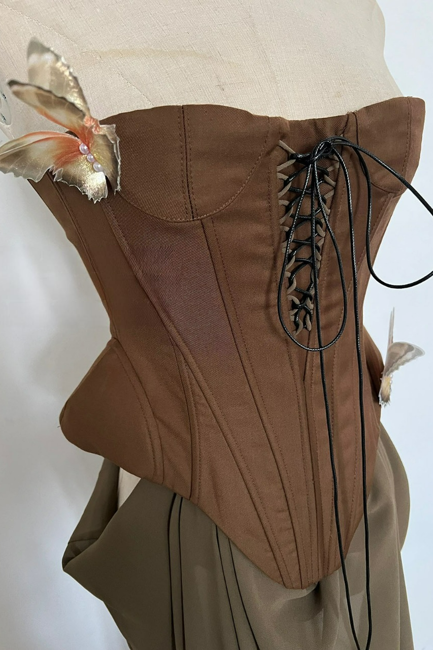 Saahira Butterfly Corset Mesh Maxi Dress