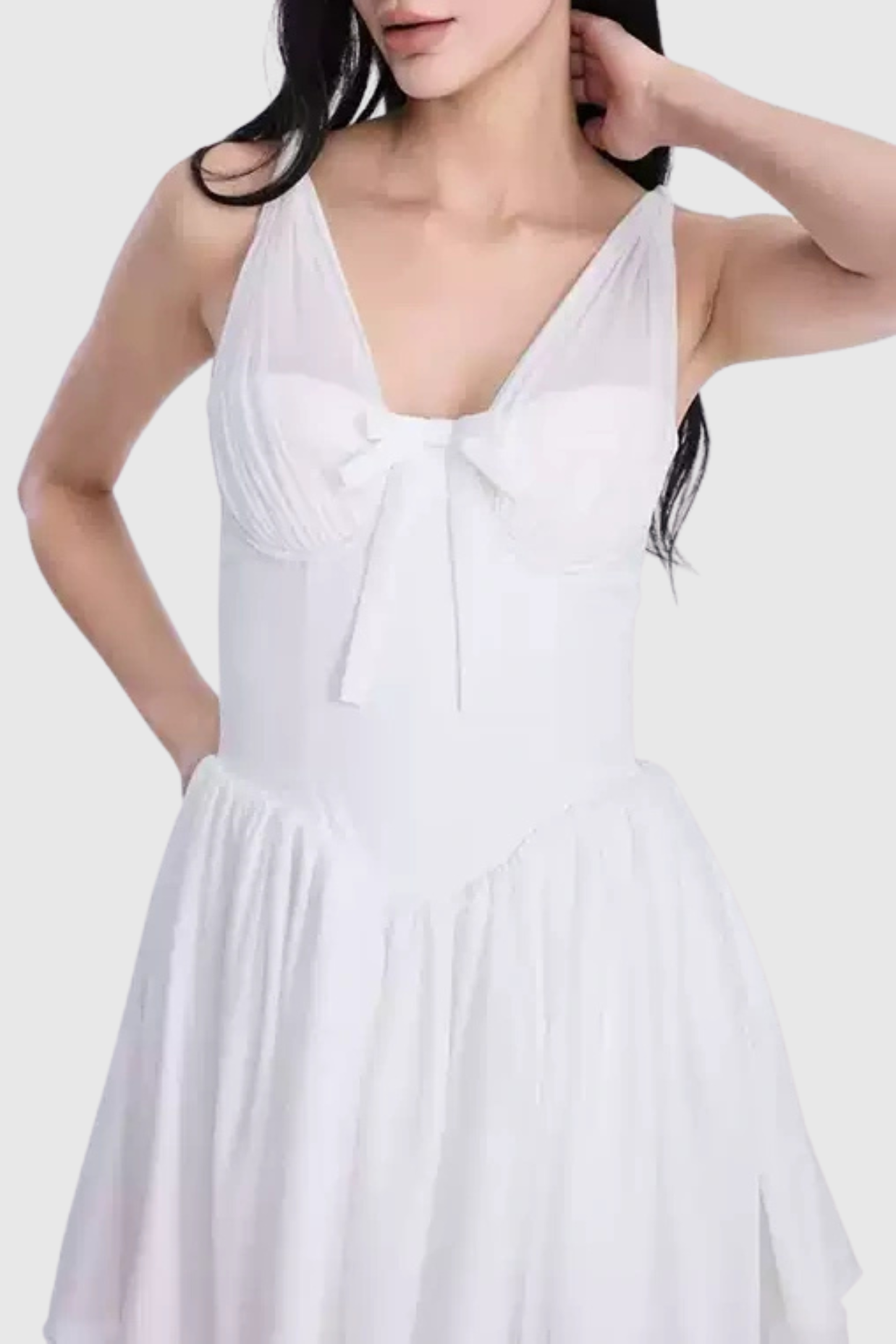 Doers Bow Ruched Mini Dress