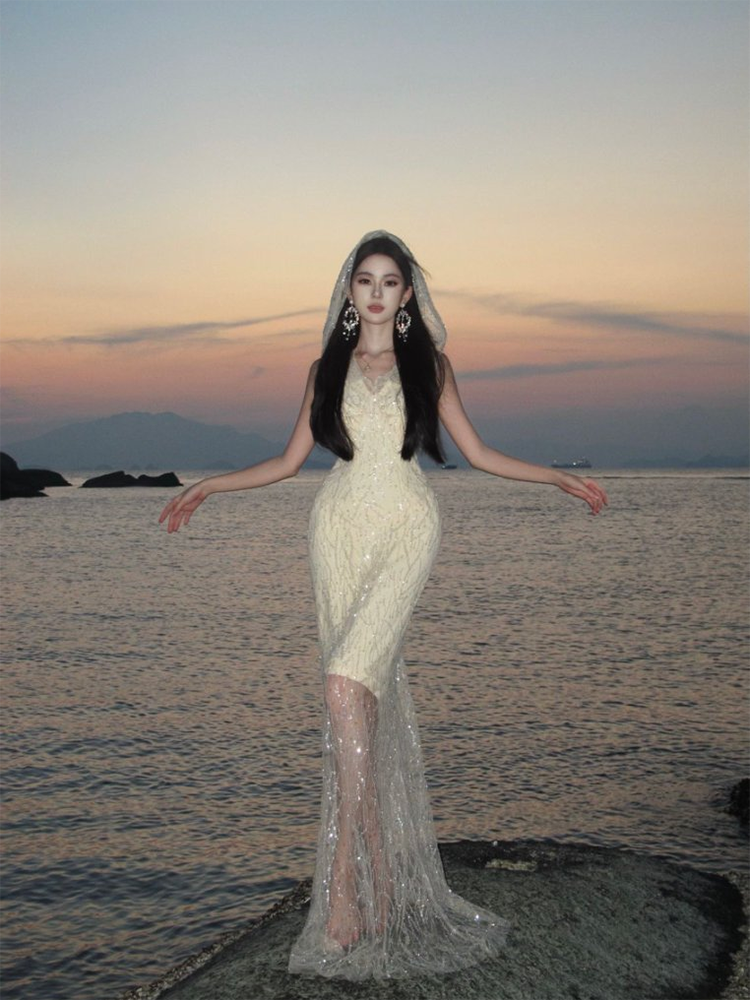 Edgy Desert Aesthetic Sequin Dress Unique Birthday & Beach Outfit