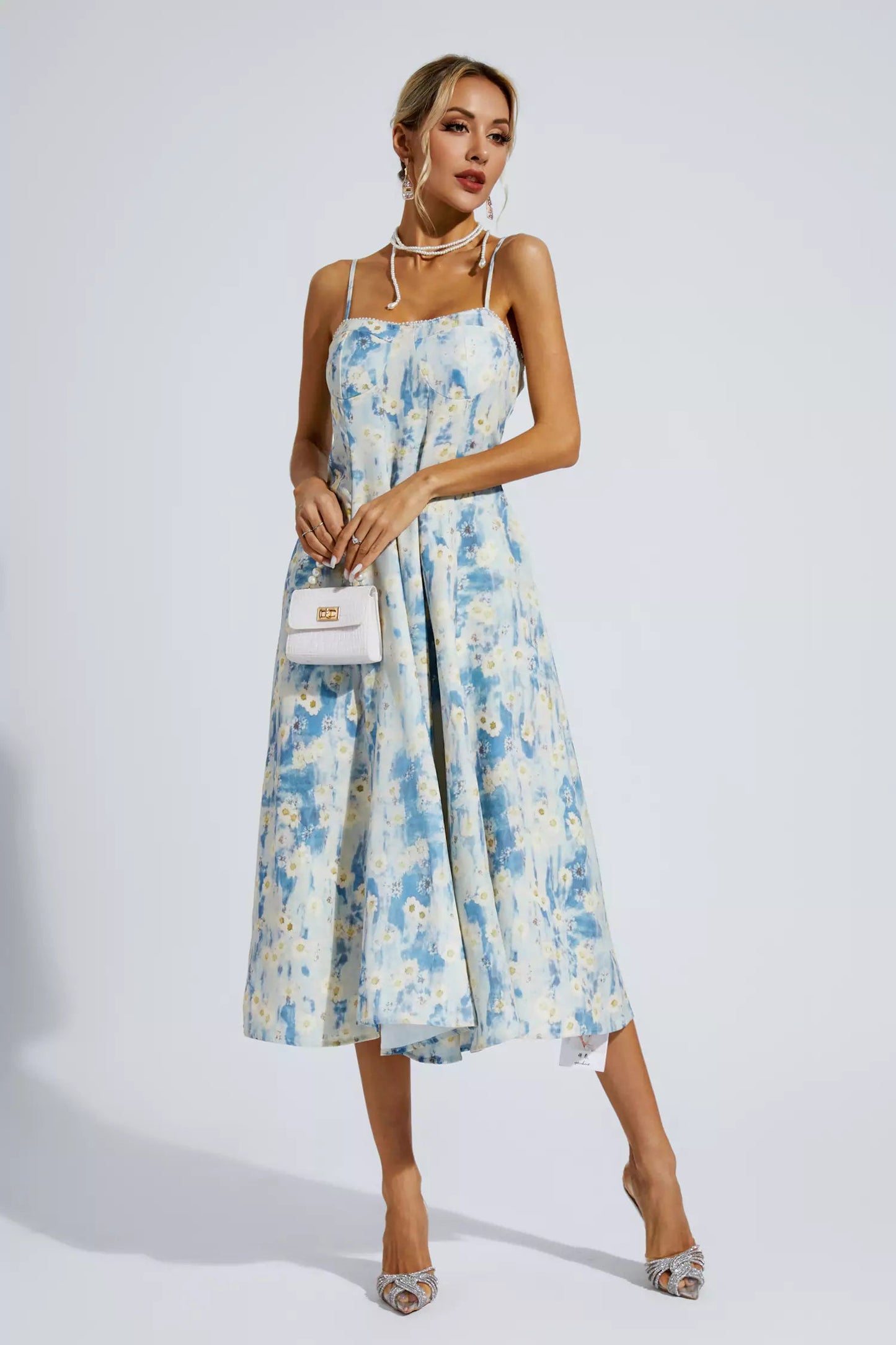 Edith Blue Floral Slip Maxi Dress