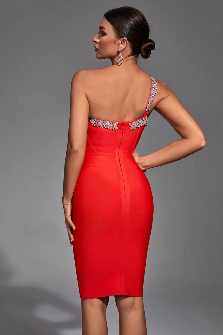 Elizabeth Red Corset Diamante Dress