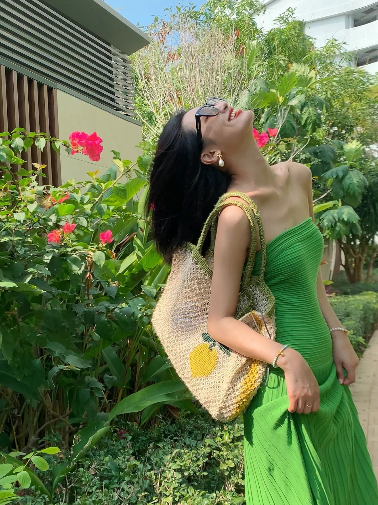 Emerald Green Knit Strapless Bodycon Maxi Dress Elegant Beach Glam