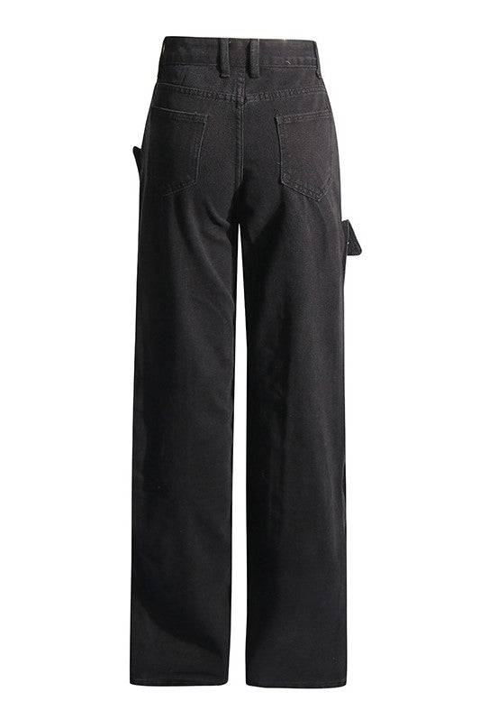 Emmalyn Patchwork Button Jeans - Black