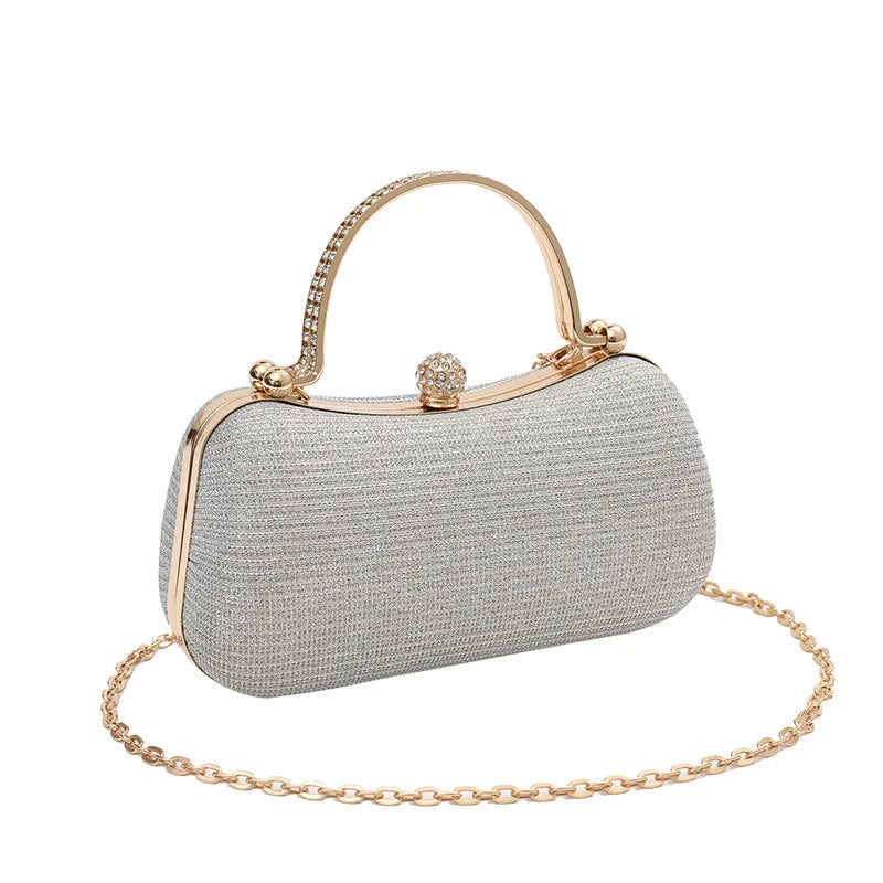 Shiny Heart Shape Evening Clutch Chain Shoulder Bag