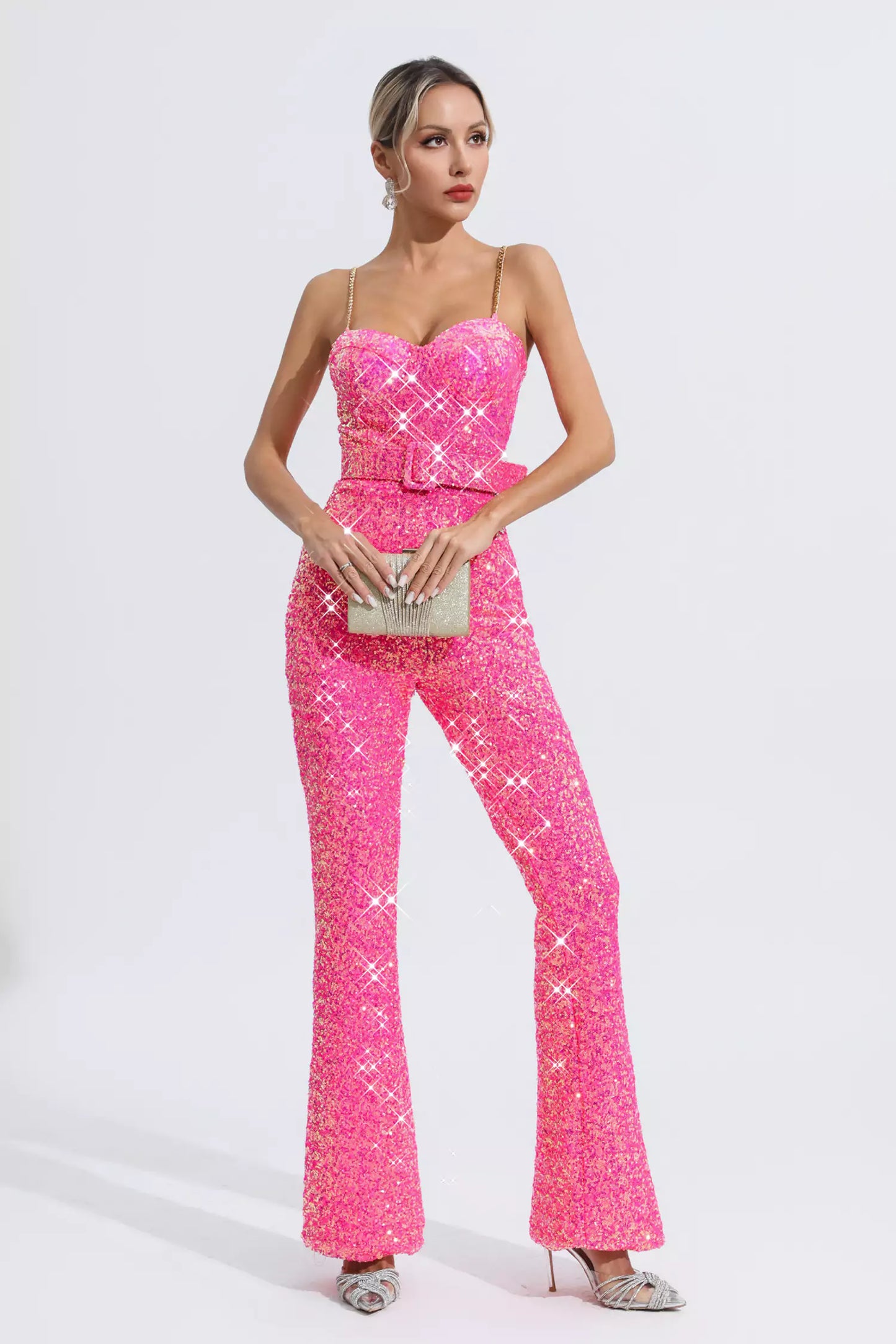 Fallon Rose Red Sequins Jumpsuit