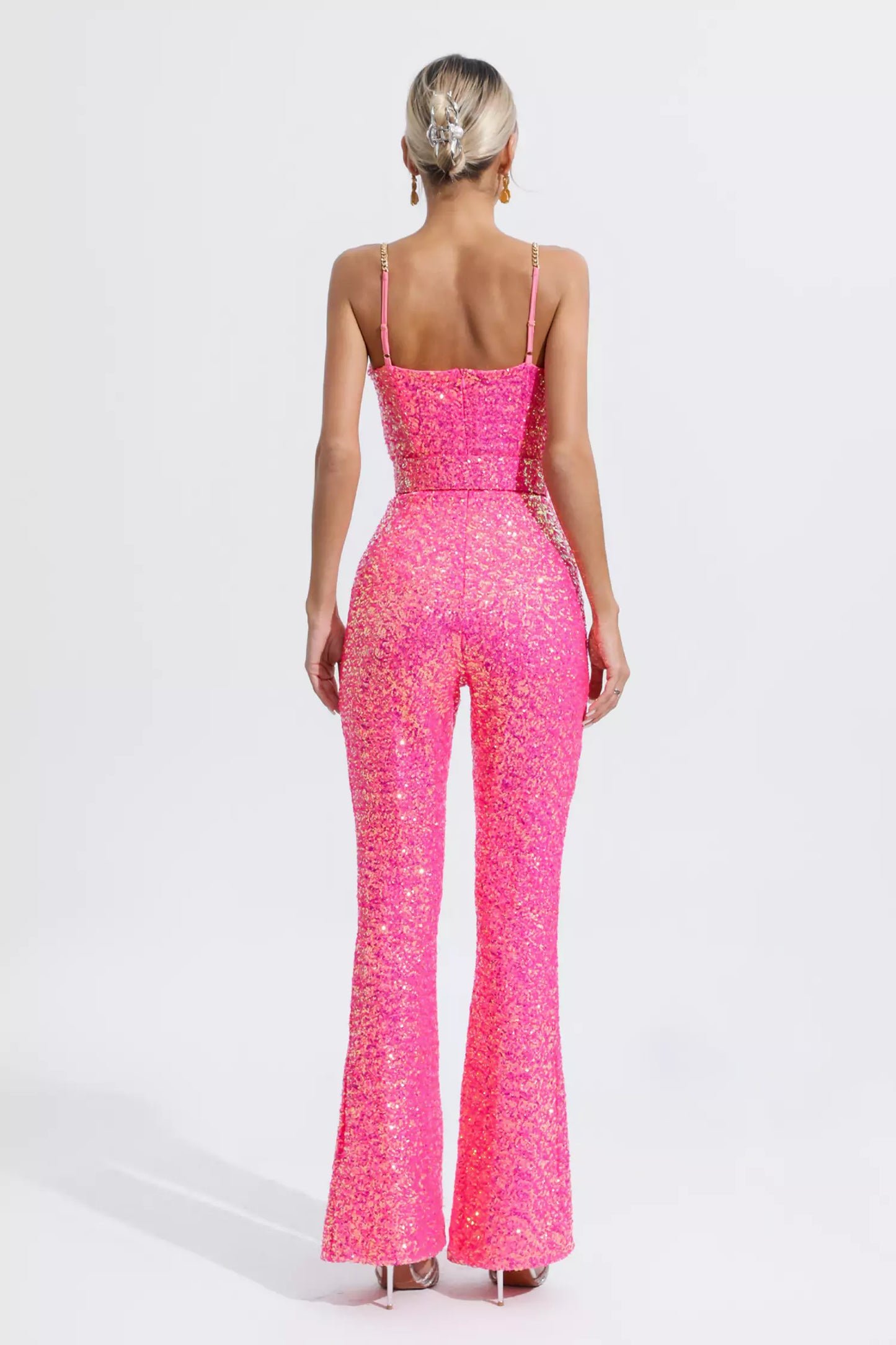 Fallon Rose Red Sequins Jumpsuit