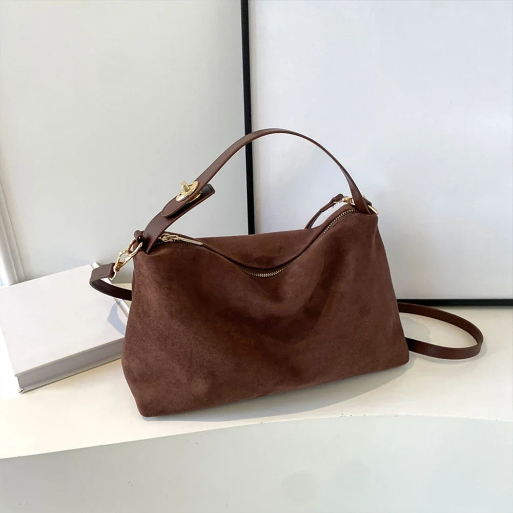 Autumn Winter Matte Suede Cow Leather Handbag