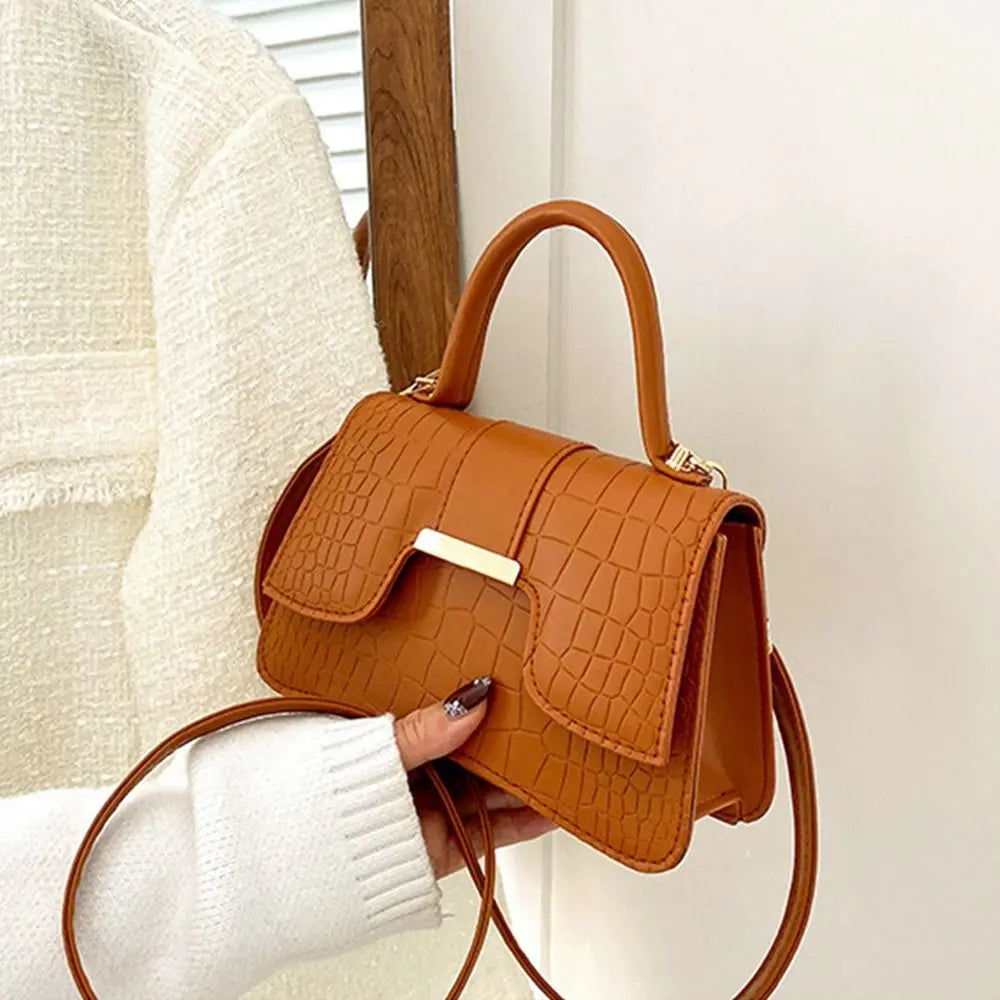 Alligator Pattern Small Square Vintage PU Leather Crossbody Handbag