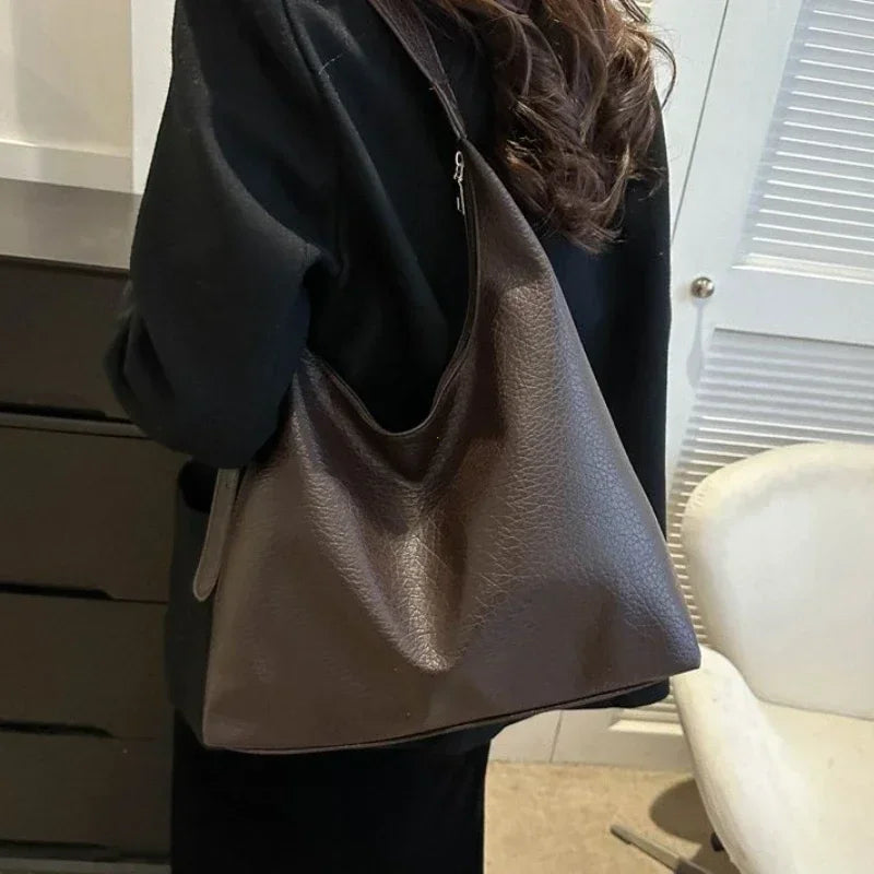 Trendy Leather Tote Shoulder Bag
