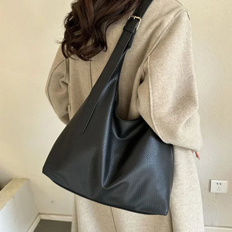 Trendy Leather Tote Shoulder Bag