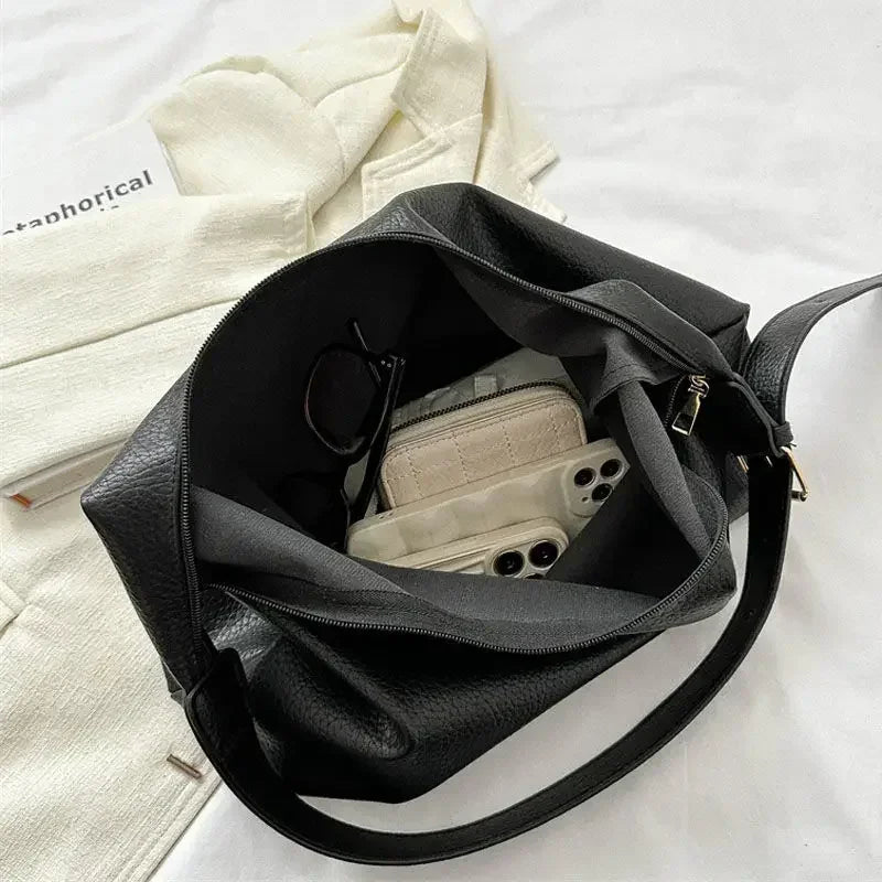 Trendy Leather Tote Shoulder Bag