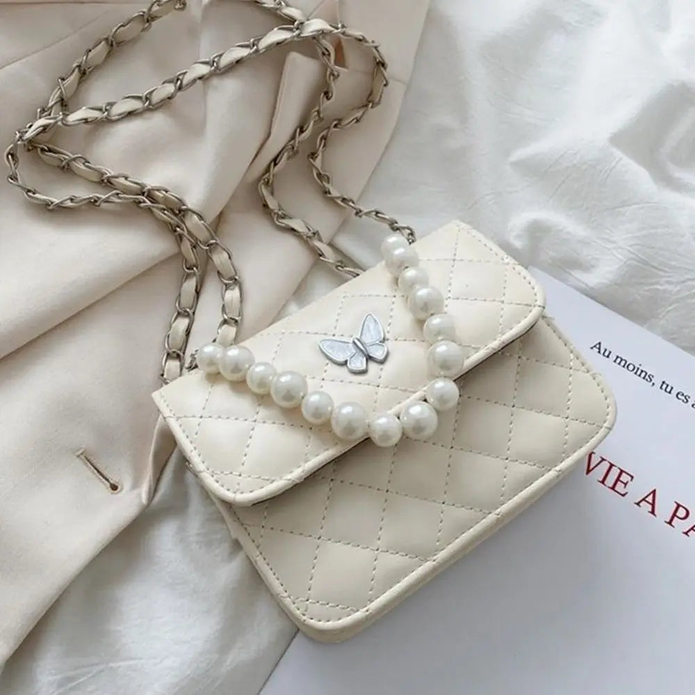 Pearl Shoulder Handbag PU Leather All-Match Tote