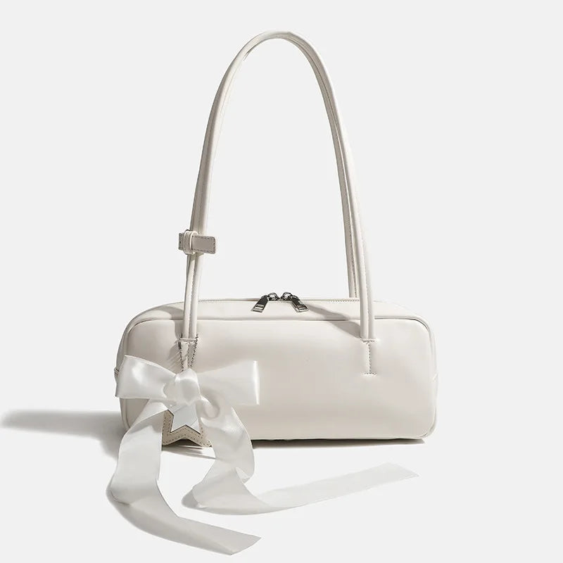 Solid Color Zipper Shoulder Bag for Women