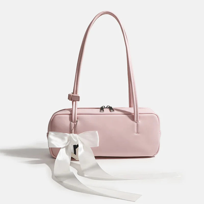 Solid Color Zipper Shoulder Bag for Women