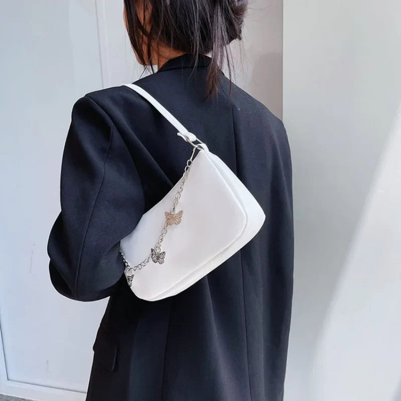 Butterfly Chain PU Leather Travel Shoulder Bag