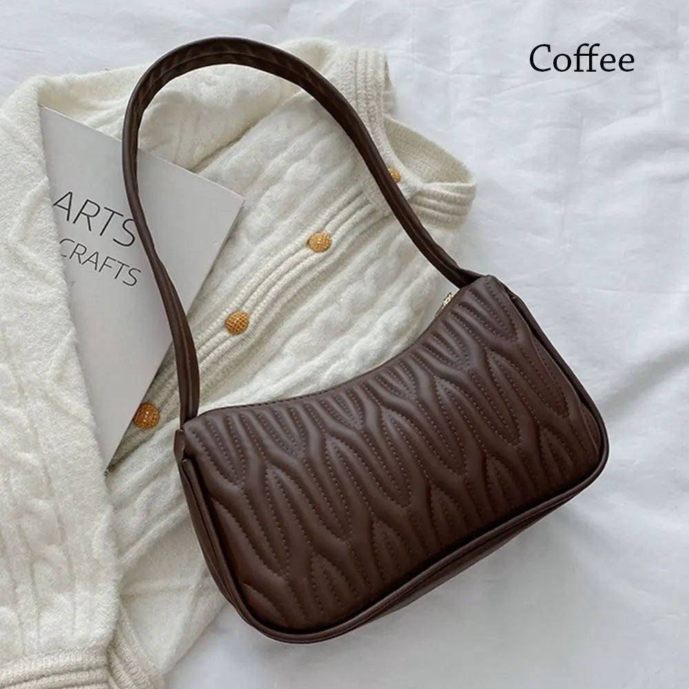 Solid Color PU Leather Women Shoulder Bag