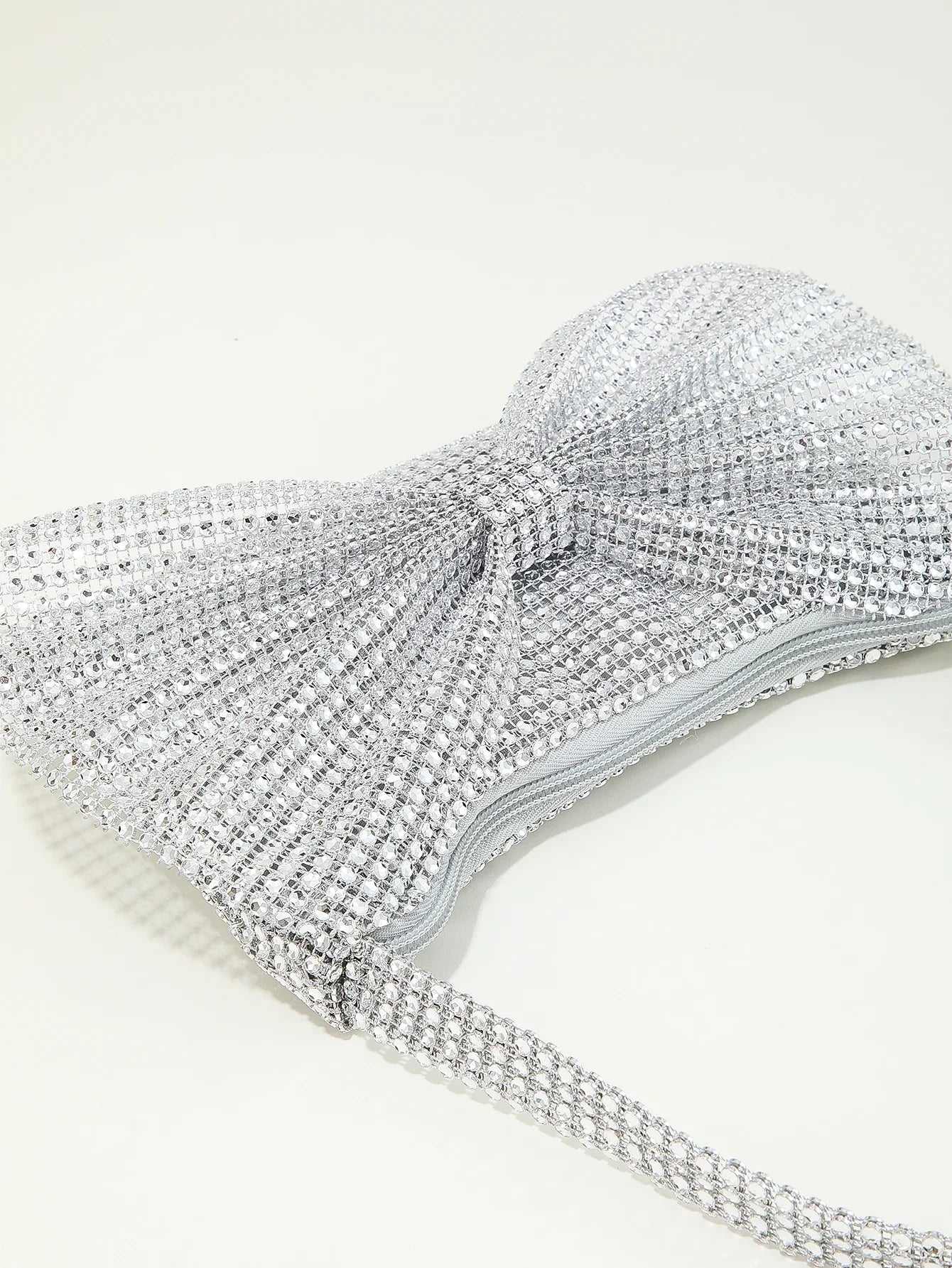 Shiny Rhinestone Bow Evening Clutch Bag