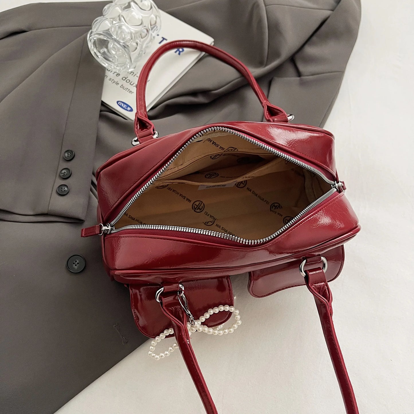 Black PU Leather Casual Shoulder Bag