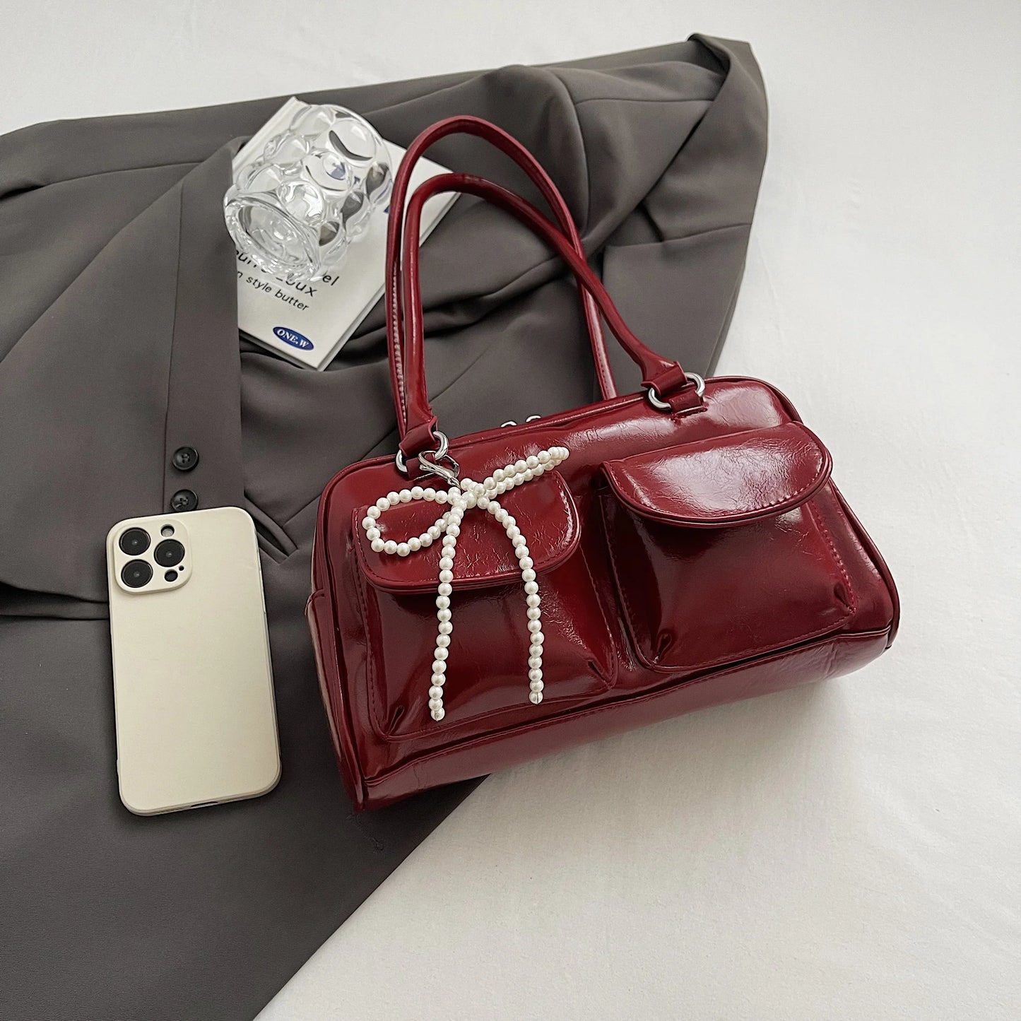 Black PU Leather Casual Shoulder Bag