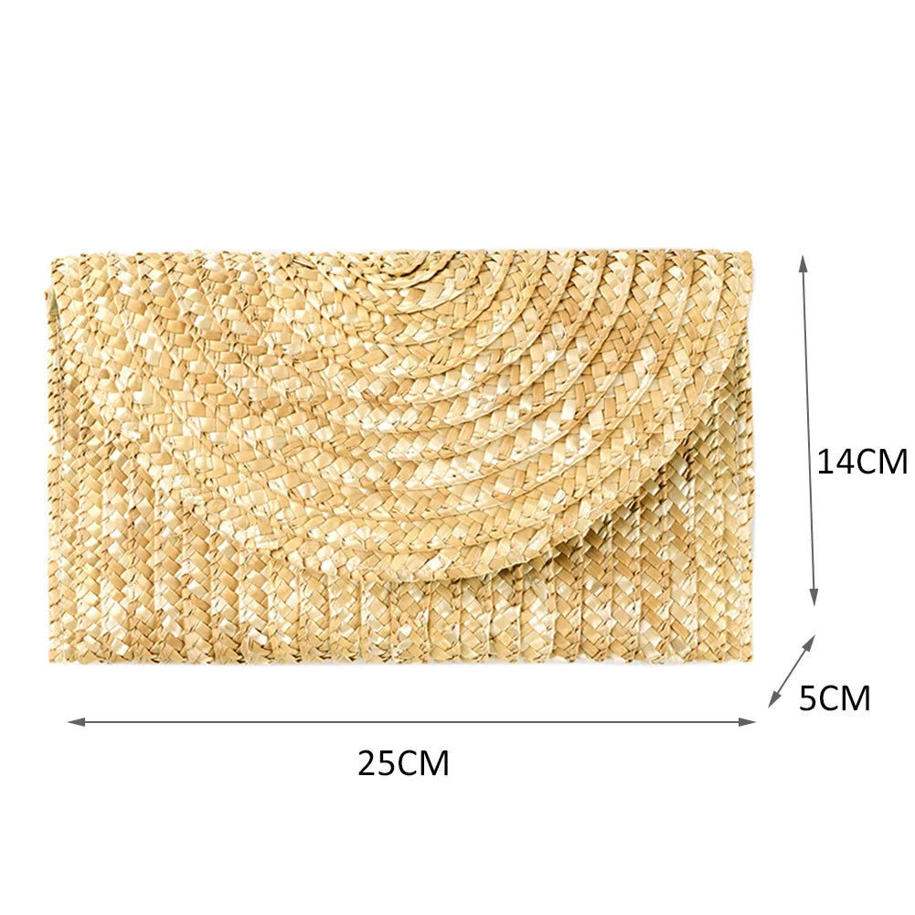 Wheat Straw Woven Summer Handbag Wristlet
