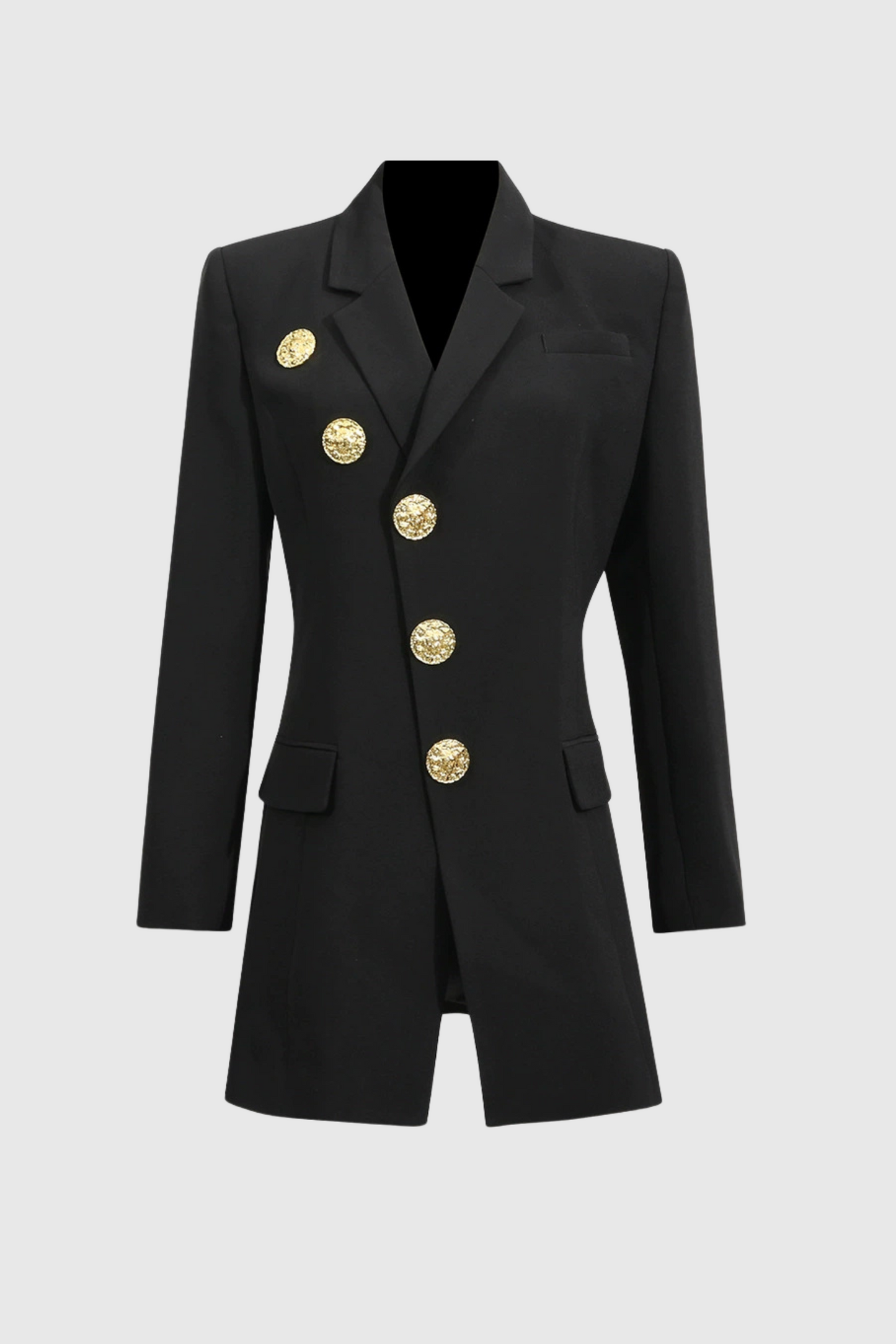 Filitsa Asymmetrical Gold Button Blazer