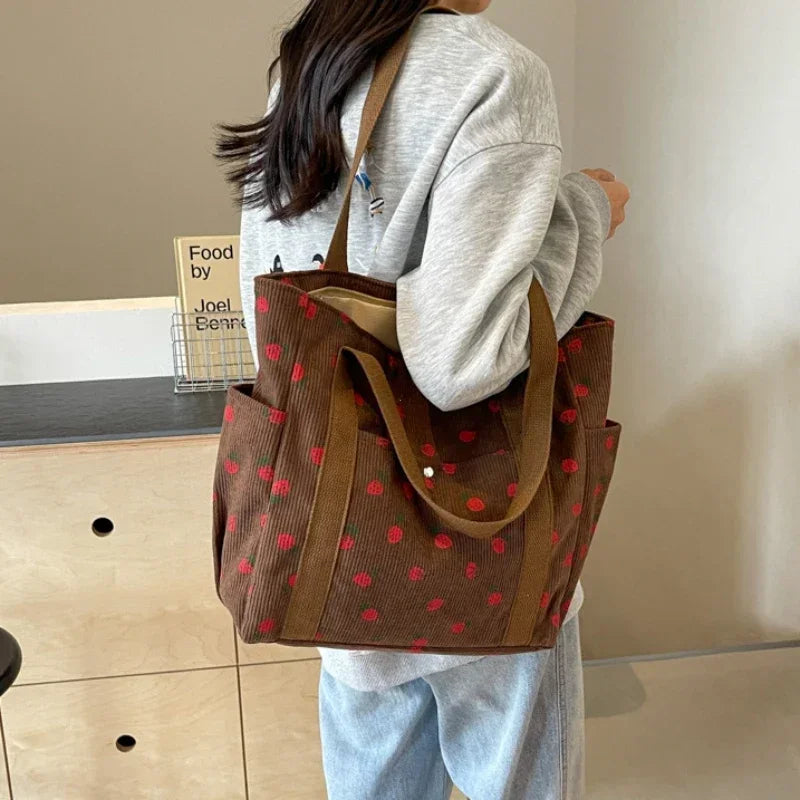 Forest Corduroy Simple Shoulder Bag