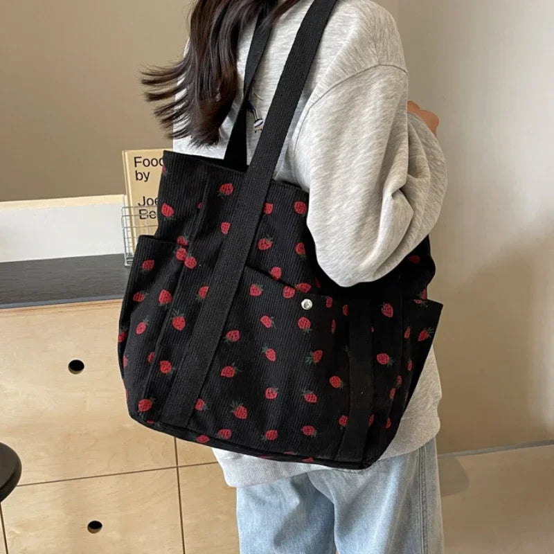 Forest Corduroy Simple Shoulder Bag